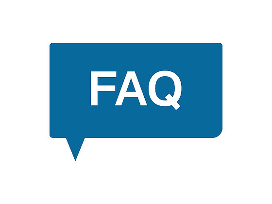 eine Sprechblase mit den Buchstaben FAQ