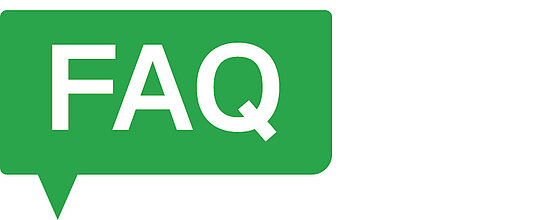 eine Sprechblase mit den Buchstaben FAQ